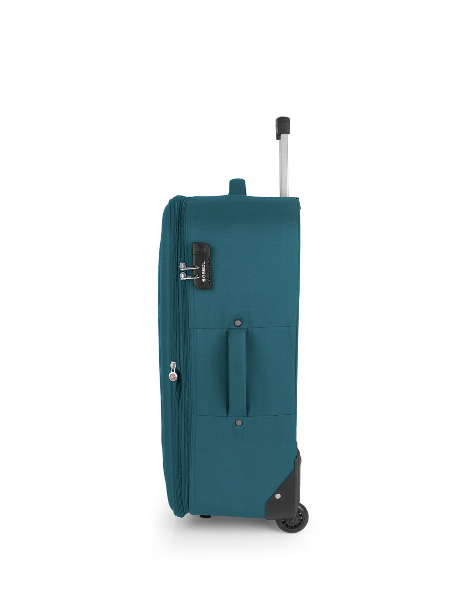 Maleta blanda expandible con 2 ruedas Gabol Orbit en color azul, tamaño mediana