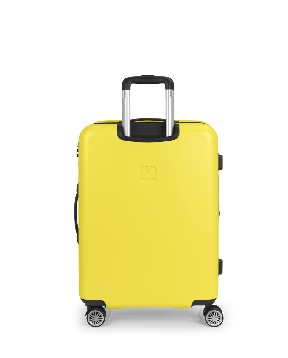 Maleta rígida con 4 ruedas dobles Gabol Future Plus en color amarillo / mostaza, tamaño grande