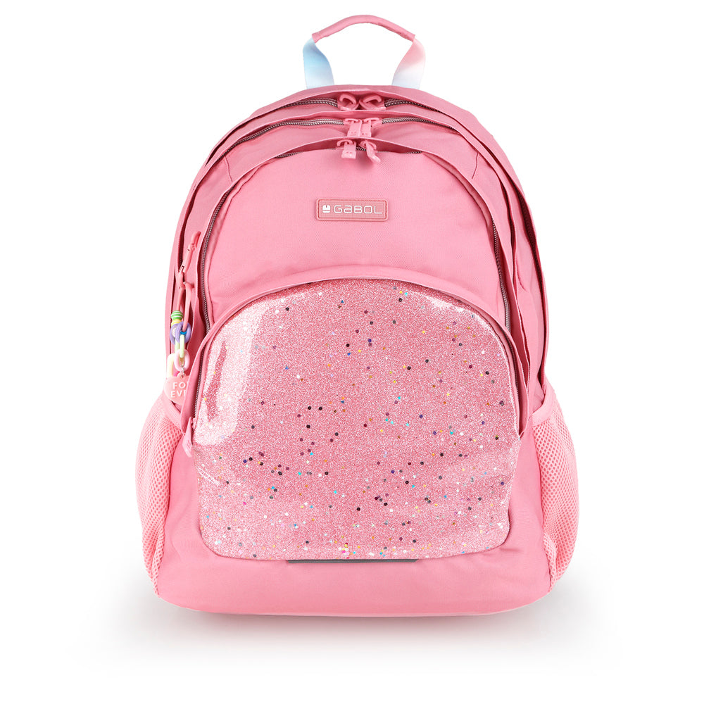 Mochila tres compartimentos Gabol Glam en color rosa