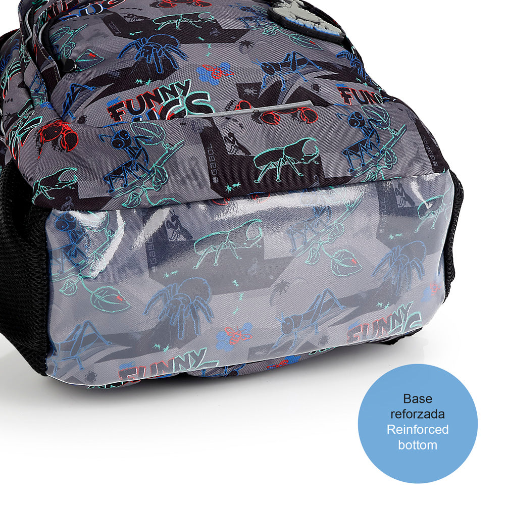 Mochila tres compartimentos Gabol Bugs en color negro, imagen 6