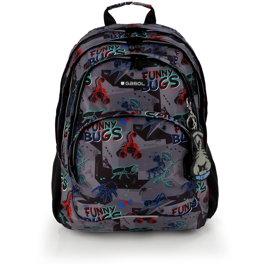 Mochila tres compartimentos Gabol Bugs en color negro