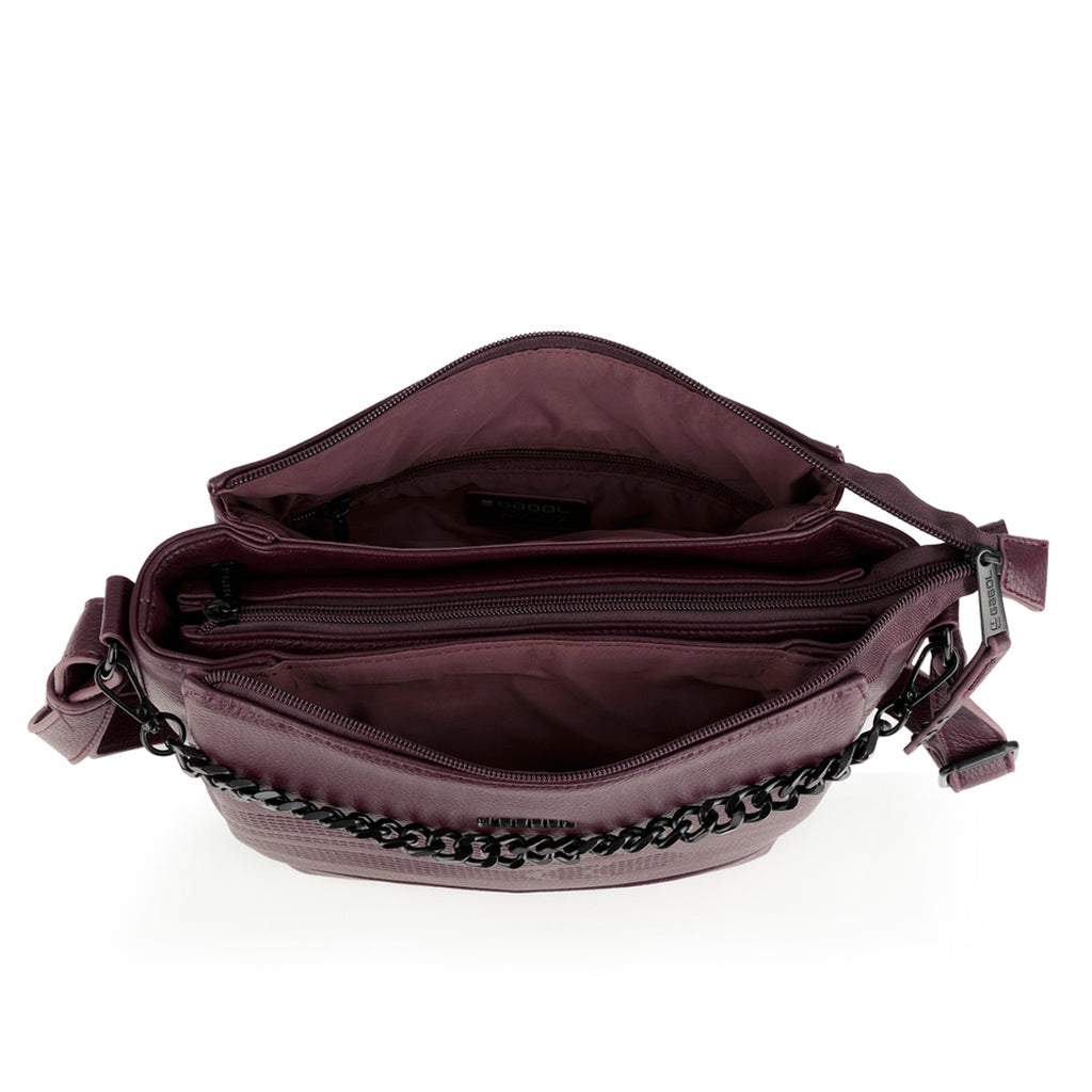 Bolso tres compartimentos Gabol Olivia en color burdeos, imagen 4