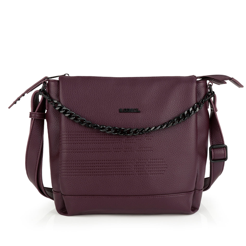 Bolso tres compartimentos Gabol Olivia en color burdeos